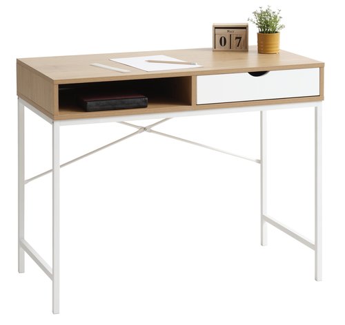 Bureau TRAPPEDAL 48x95 lade eiken kleur/wit |