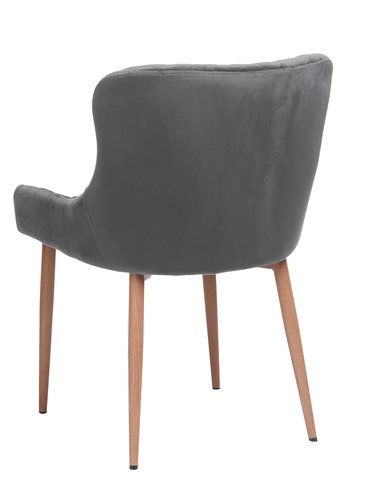 Dining chair PEBRINGE velvet grey/oak