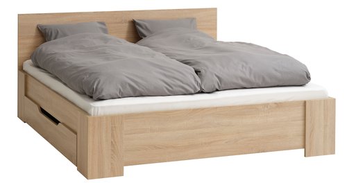 Bed frame HALD DBL 135x190 excl. slats light oak