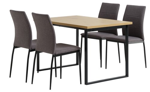 AABENRAA L120 table oak + 4 TRUSTRUP chairs grey