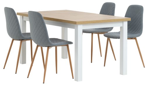 MARKSKEL H150/193 asztal + 4 JONSTRUP szék világoskék
