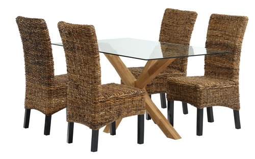 AGERBY D160 stôl dub + 4 TORRIG stoličky prírodná/hnedá