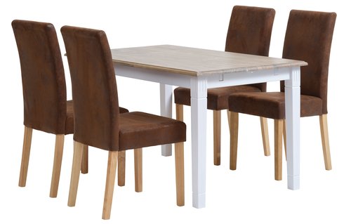 VILSTED L140 Tisch + 4 TUREBY Stühle braun JYSK
