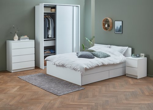Bed frame LIMFJORDEN Double excl. slats white