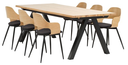 Jedilniški stol HVIDOVRE hrast/črna