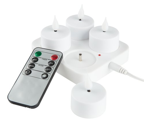 Bougies chauffe-plat LED IVAN a/chargeur + télécommande 4pcs