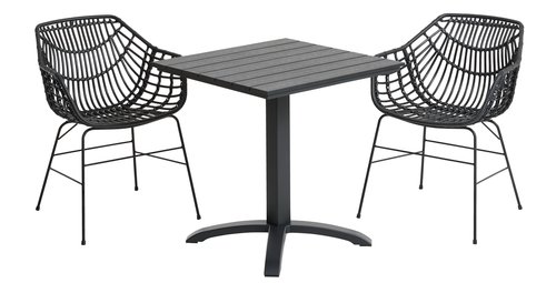 HOBRO L70 tafel zwart + 2 ILDERHUSE stoelen zwart