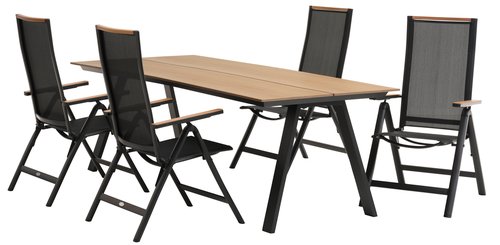 FAUSING L220 tafel naturel + 4 BREDSTEN stoelen zwart