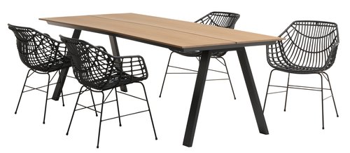 FAUSING Μ220 τραπέζι φυσικό + 4 ILDERHUSE καρέκλες μαύρο