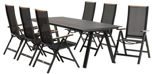 FAUSING D220 stůl + 4 BREDSTEN židle černá