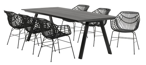 FAUSING Μ220 τραπέζι + 4 ILDERHUSE καρέκλες μαύρο
