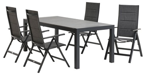 HOBURGEN L205/275 bord grå + 4 MYSEN stol grå