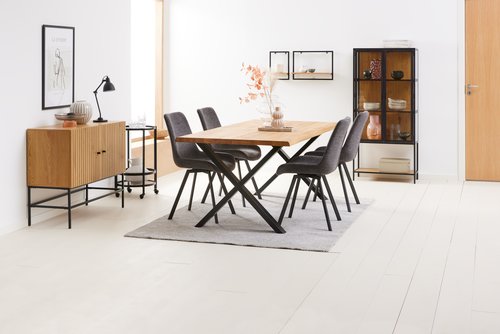 ROSKILDE L200 roble natural + 4 HYGUM gris