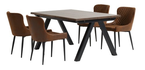 SANDBY L160 Tisch d. Eiche + 4 PEBRINGE Stühle braun/schwarz