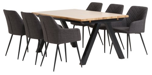 SANDBY L210 cm rovere naturale + 4 PURHUS grigio
