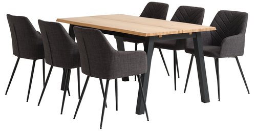 SKOVLUNDE L160 oak + 4 PURHUS grey | JYSK