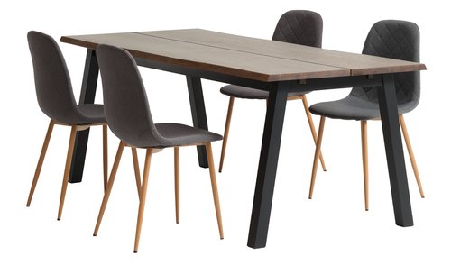 SKOVLUNDE H200 asztal sötét tölgy + 4 JONSTRUP szék s.szürke