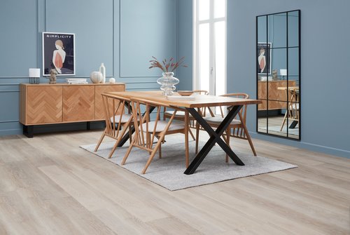 ROSKILDE L200 natur ek + 4 ARNBORG ek/creme
