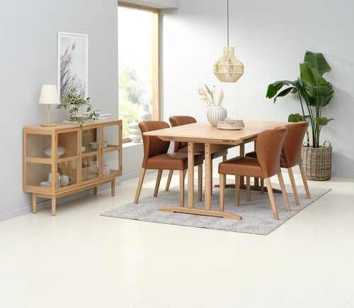 AALBORG H180/270 asztal tölgy + 4 KULBY szék barna/tölgy