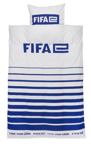 Påslakanset FIFA 150x210 vit/blå