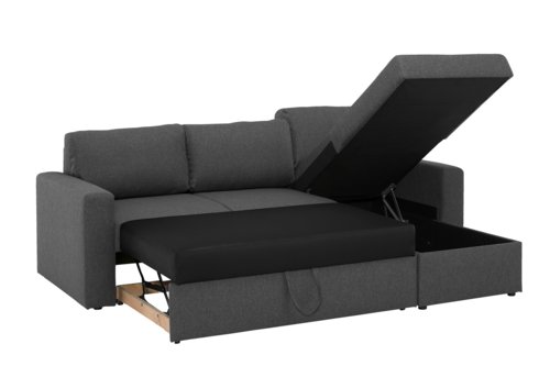 Разтегателен диван с разширение MARSLEV тъмносив текстил