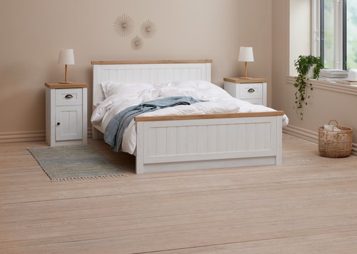 Bed frame MARKSKEL 160x200 oak/white