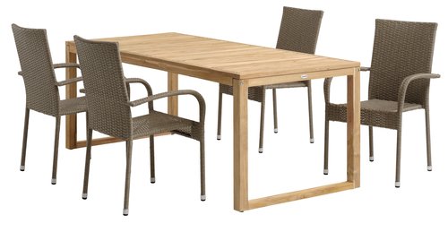EBBESKOV L196 tafel teak + 4 GUDHJEM stoelen naturel