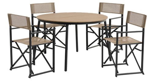 TAGEHOLM L120/170 bord natur + 4 NAGELSTI stol svart