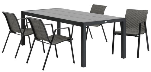HAGEN P214 pöytä harmaa + 4 DOVERODDE tuoli harmaa