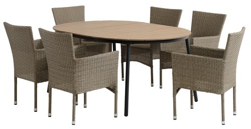 TAGEHOLM H120/170 asztal natúr + 4 AIDT szék natúr
