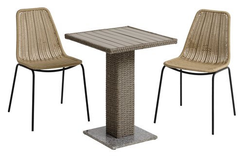 THY H60 asztal natúr + 2 PANDUMBRO szék natúr