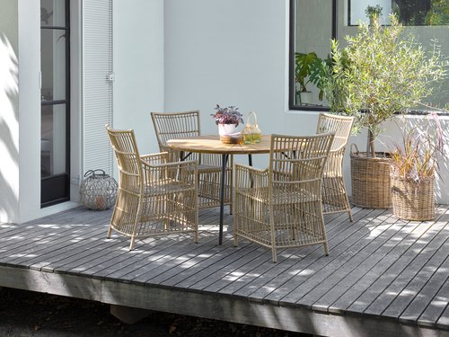 Table de jardin BASTRUP Ø120 naturel/noir | JYSK