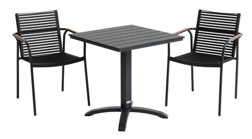 HOBRO H70 asztal fekete + 2 NABE szék fekete