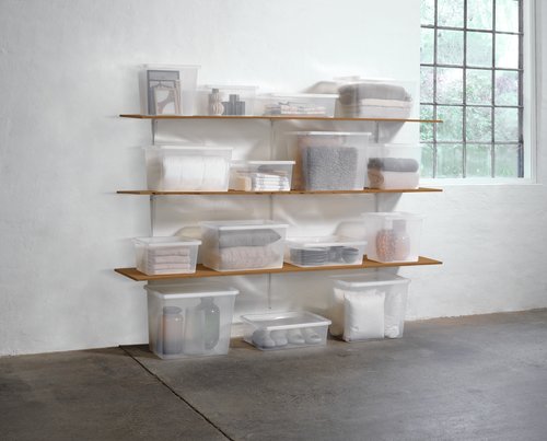 Aufbewahrungsbox BASIC BOX 80L m/Deckel transparent JYSK