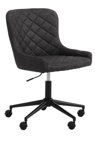 Chaise de bureau PEBRINGE tissu gris foncé/noir
