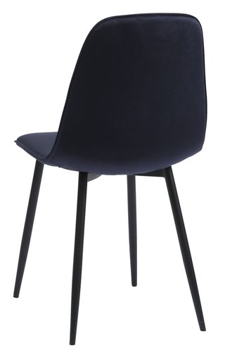 Spisebordsstol BISTRUP velour mørkeblå/sort