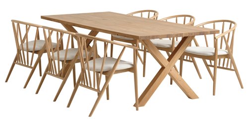 GRIBSKOV H230 asztal tölgy + 4 ARNBORG szék tölgy/krémszínű