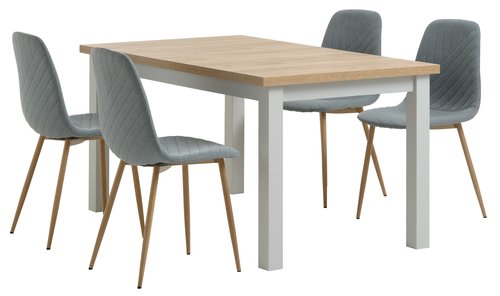 MARKSKEL H150/193 asztal szürke + 4 JONSTRUP szék világoskék