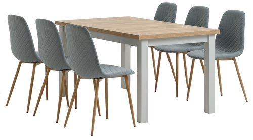 MARKSKEL H150/193 asztal szürke + 4 JONSTRUP szék világoskék