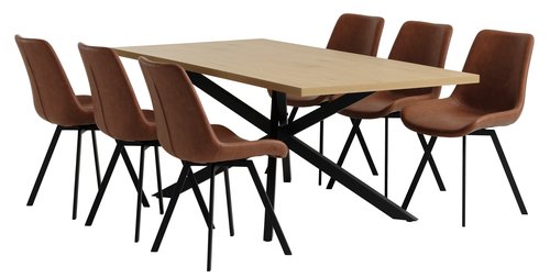 NORTOFT H200 asztal tölgy + 4 HYGUM szék barna
