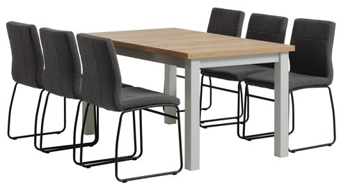 MARKSKEL L150/193 tafel grijs + 4 HAMMEL stoelen grijs