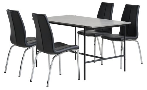 TERSLEV L140 tafel + 4 HAVNDAL stoelen zwart