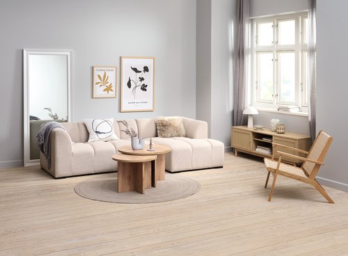 Bank ALLESE chaise longue links beige stof