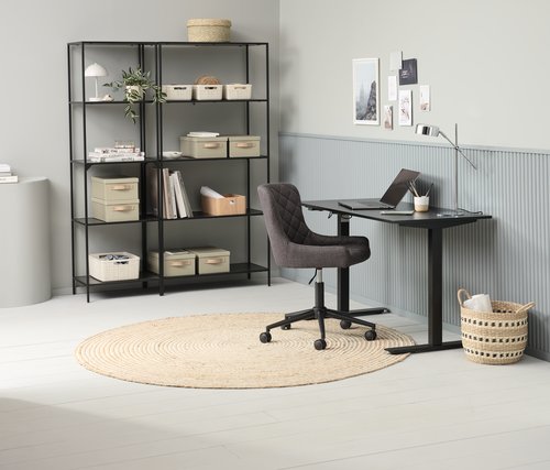 Chaise de bureau PEBRINGE tissu gris foncé/noir