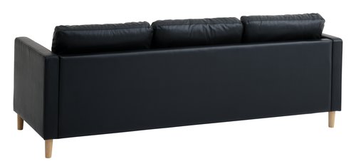 Sofa m/sjeselong FALSLEV svart imitert skinn