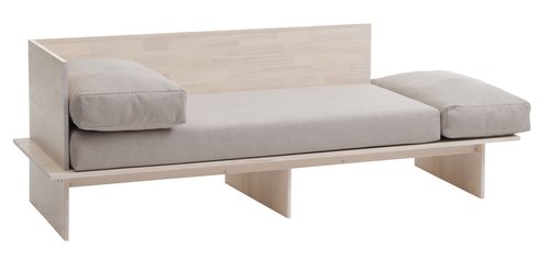 Κρεβάτι-καναπές SOLLERUP μασίφ πεύκο/ανοιχτό γκρι ύφασμα
