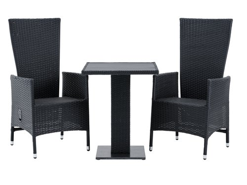 THY L60 bord svart + 2 SKIVE stol svart