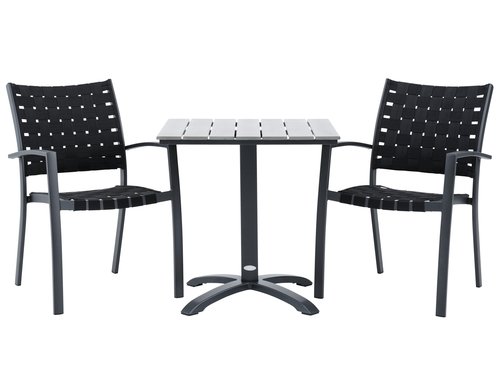 HOBRO P70 pöytä harmaa + 2 JEKSEN tuoli musta