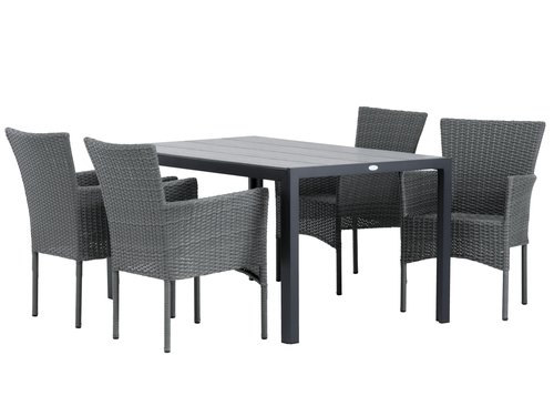 PINDSTRUP Μ150 τραπέζι + 4 AIDT καρέκλες γκρι