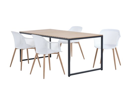 DAGSVAD Μ190 τραπέζι φυσικό + 4 VANTORE καρέκλες λευκό